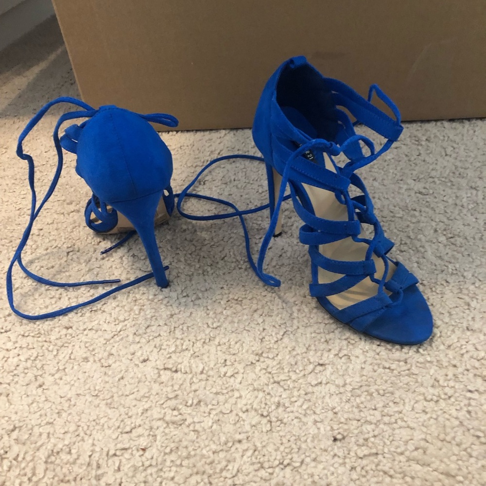 Blue lace up heels . Size 5.5